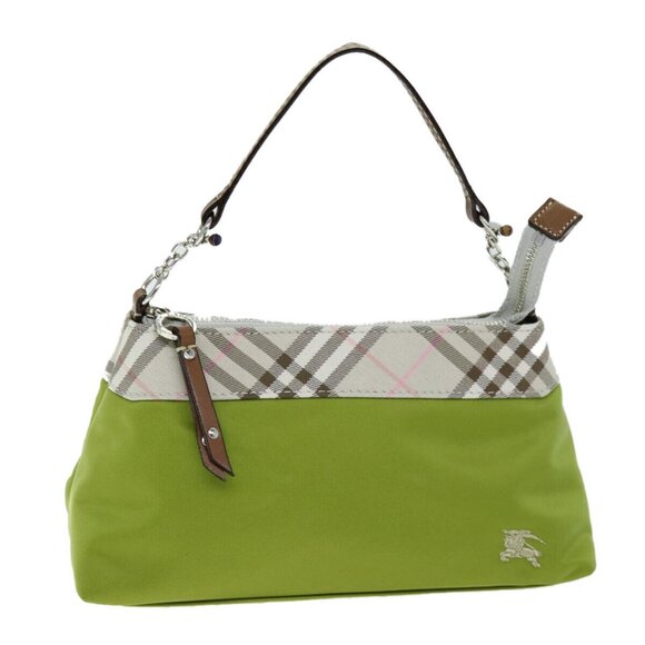 BURBERRY Nova Check Accessory Pouch Nylon Beige Green Auth hk1323 - Picture 1 of 15